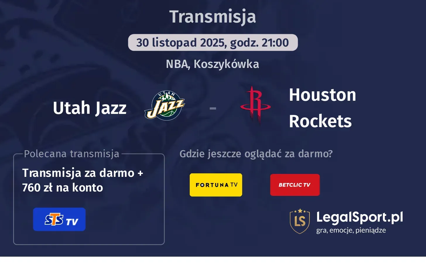 Utah Jazz - Houston Rockets Transmisje