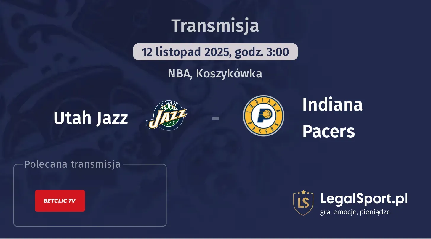 Utah Jazz - Indiana Pacers Transmisje