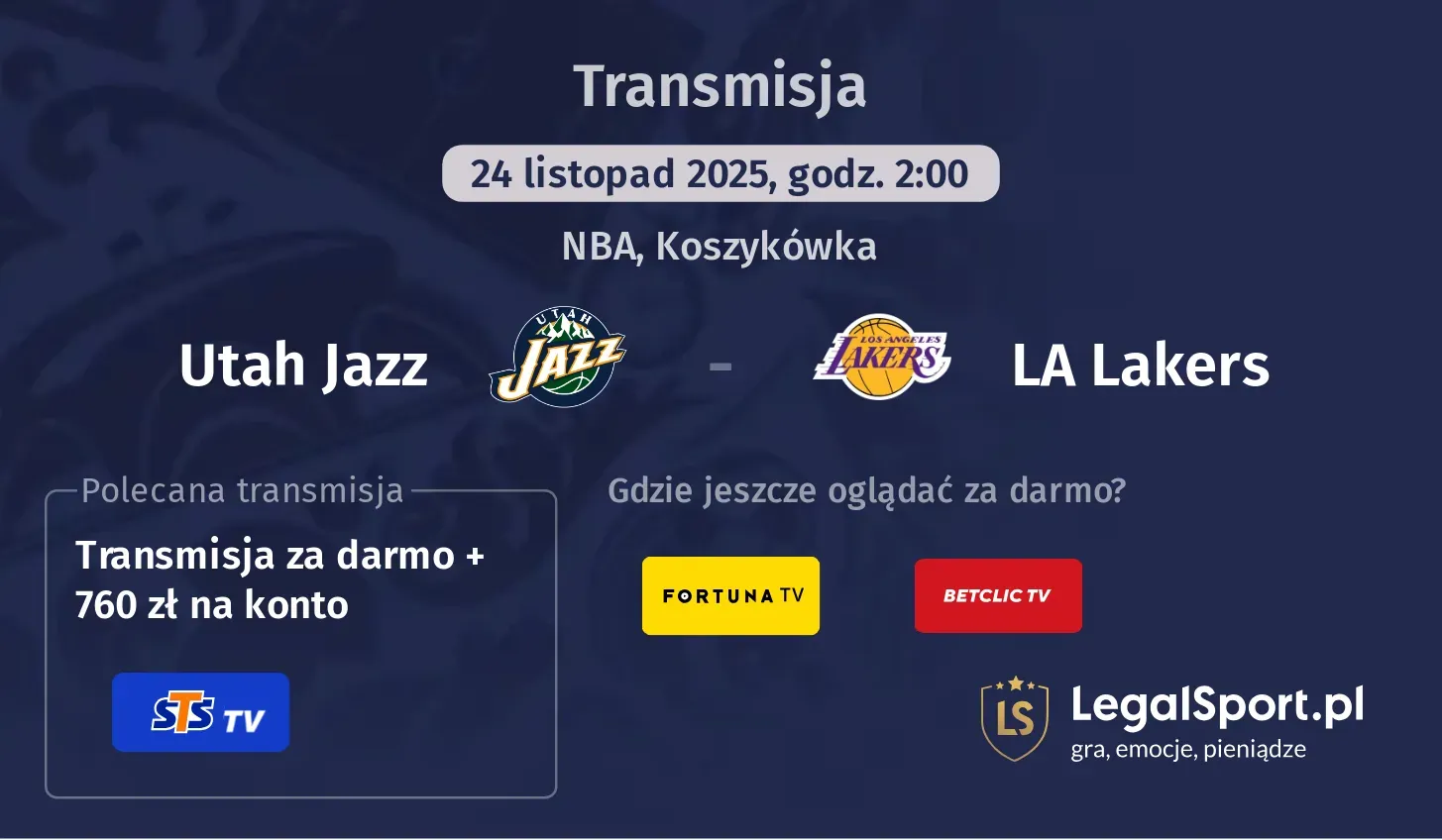 Utah Jazz - LA Lakers Transmisje