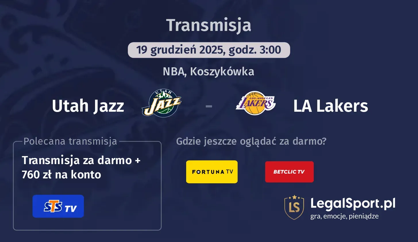 Utah Jazz - LA Lakers Transmisje