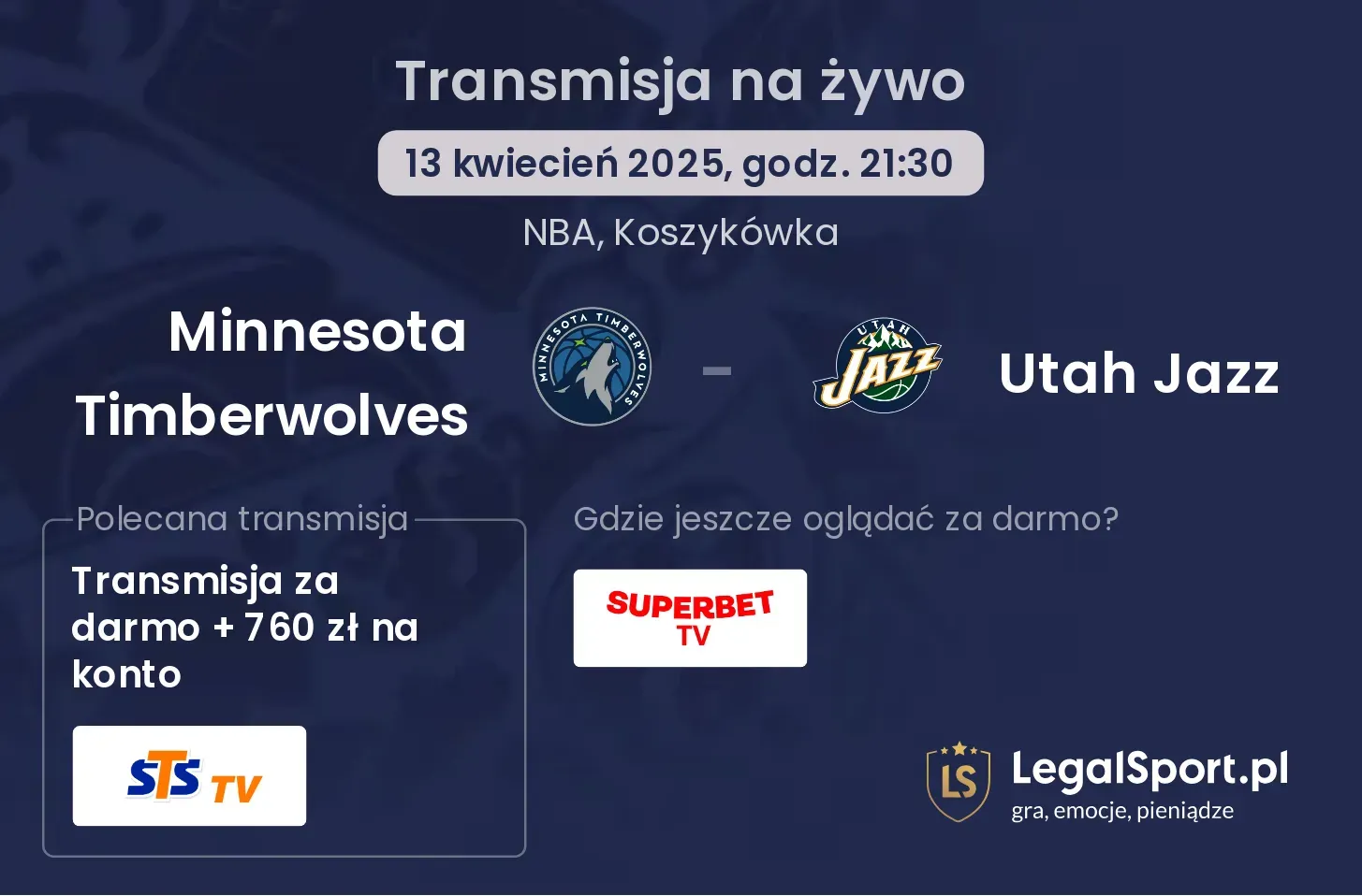 Minnesota Timberwolves - Utah Jazz gdzie oglądać transmisję?