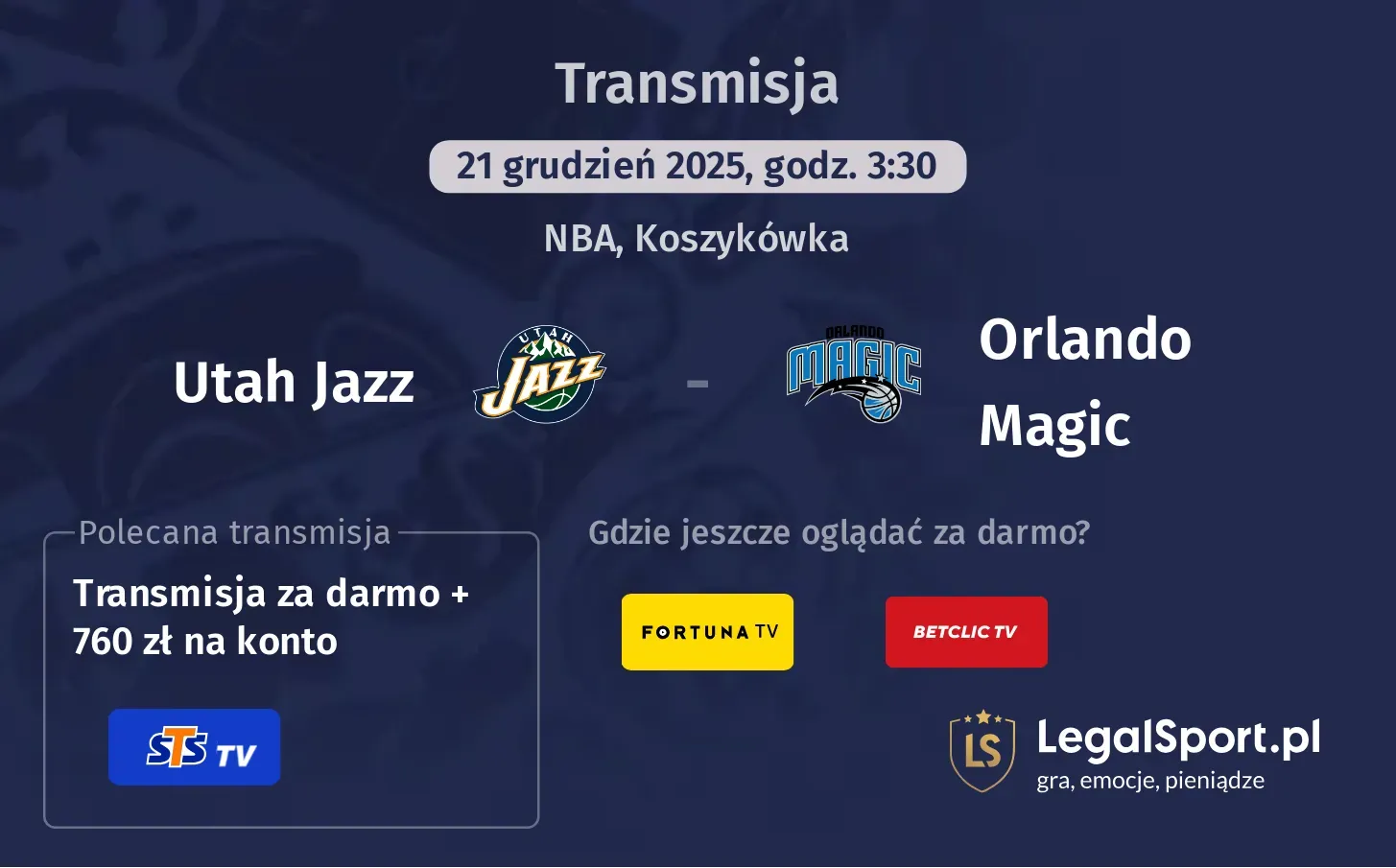 Utah Jazz - Orlando Magic Transmisje
