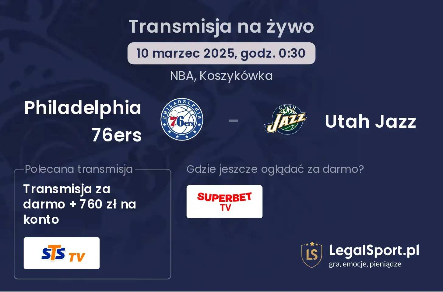 Philadelphia 76ers - Utah Jazz gdzie oglądać?