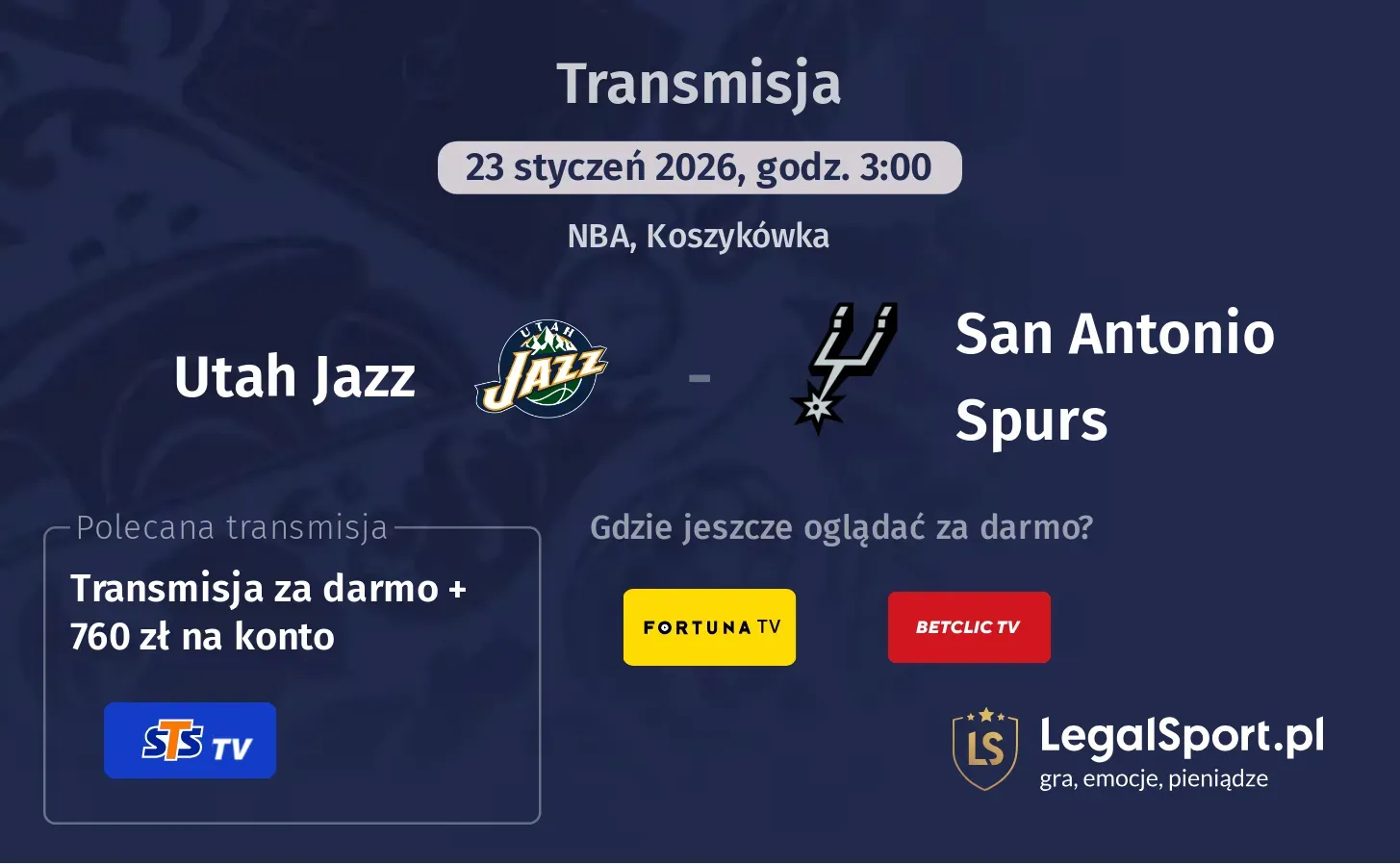 Utah Jazz - San Antonio Spurs Transmisje