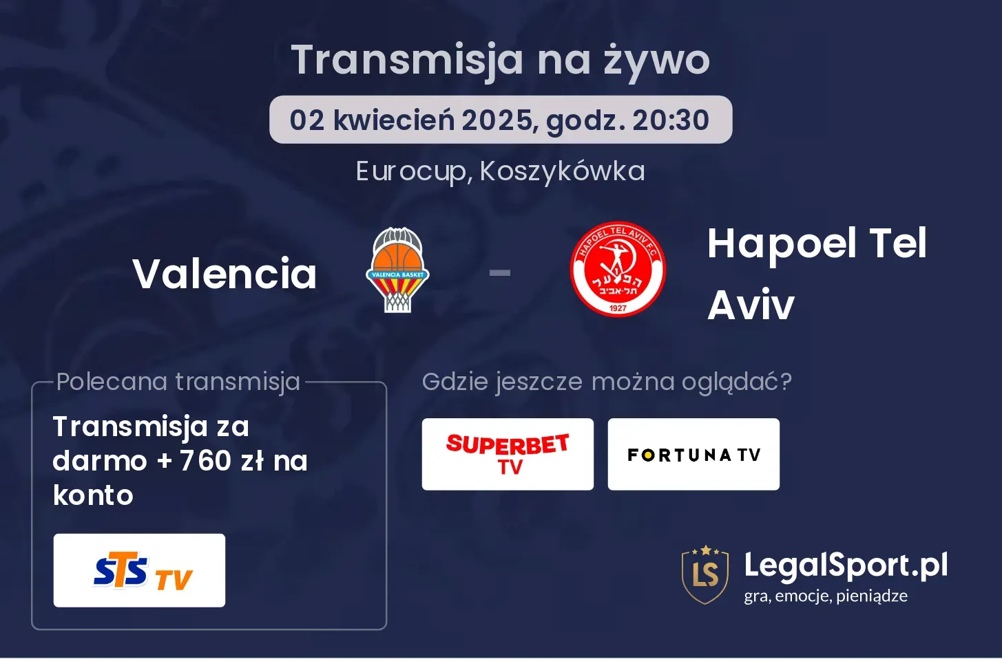 Valencia - Hapoel Tel Aviv gdzie oglądać?