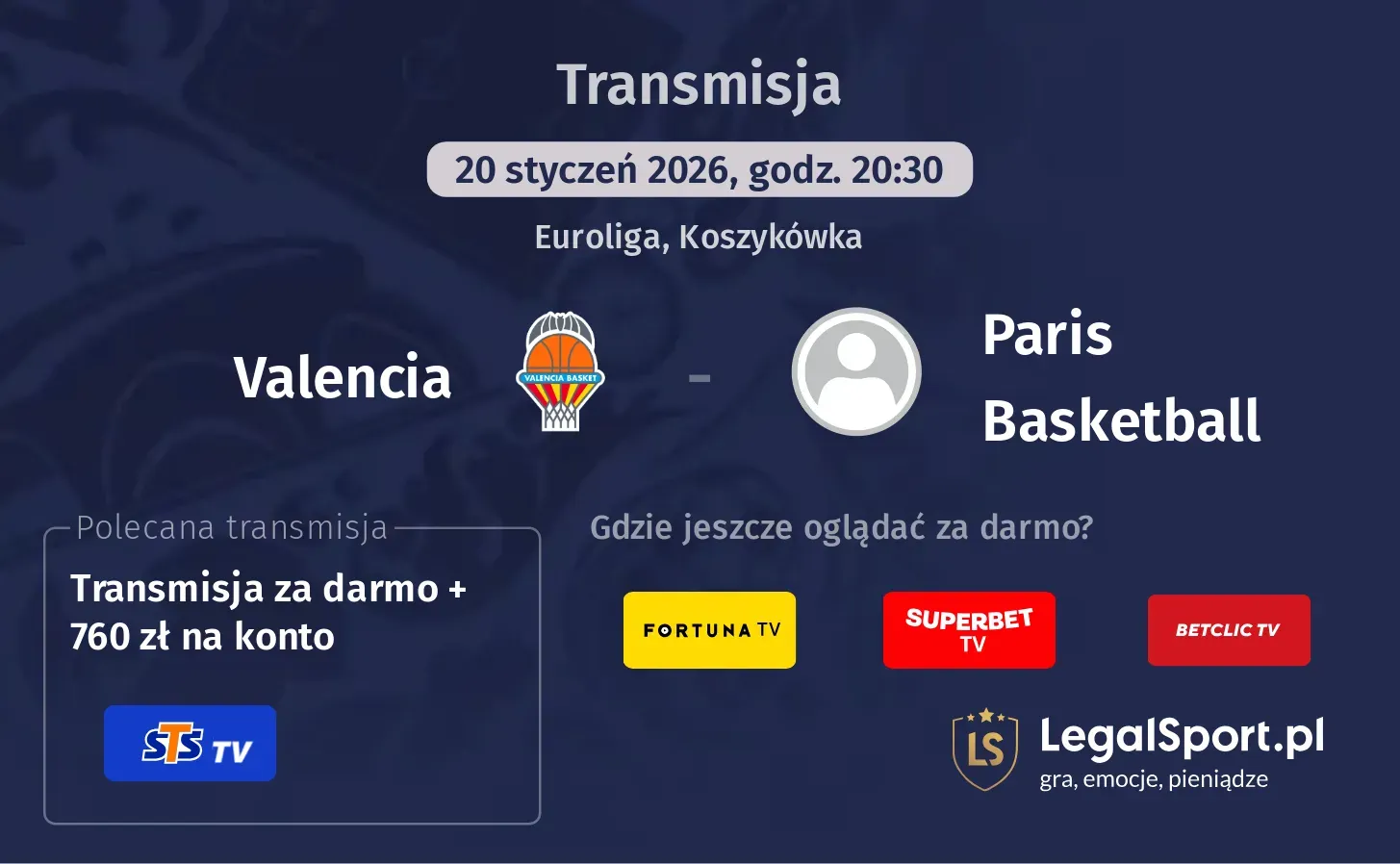 Valencia - Paris Basketball Transmisje