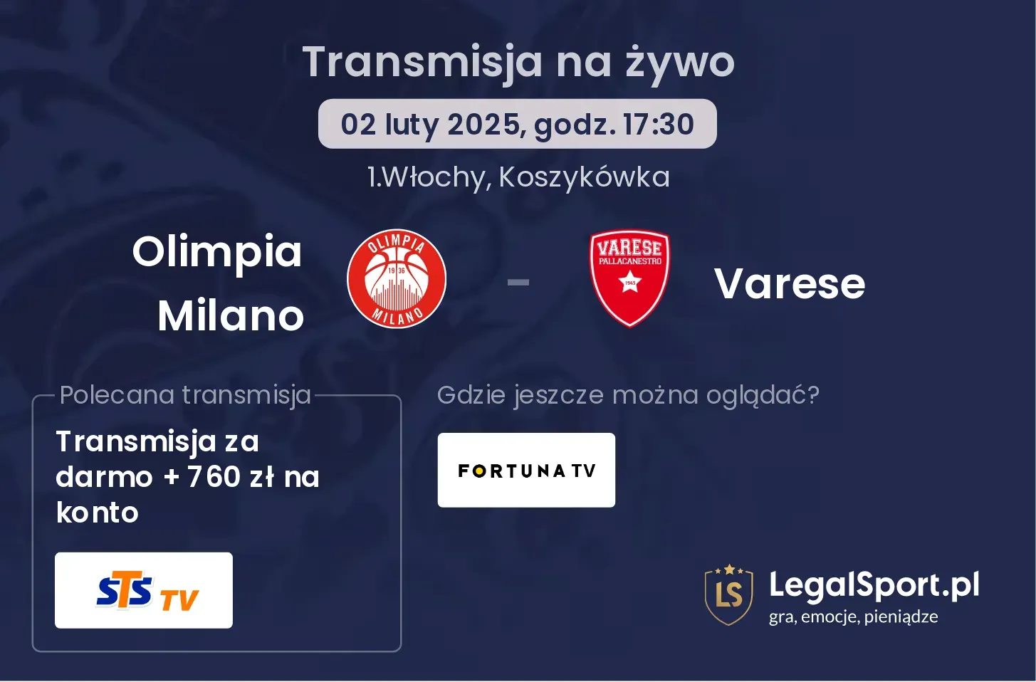 Olimpia Milano - Varese gdzie oglądać?