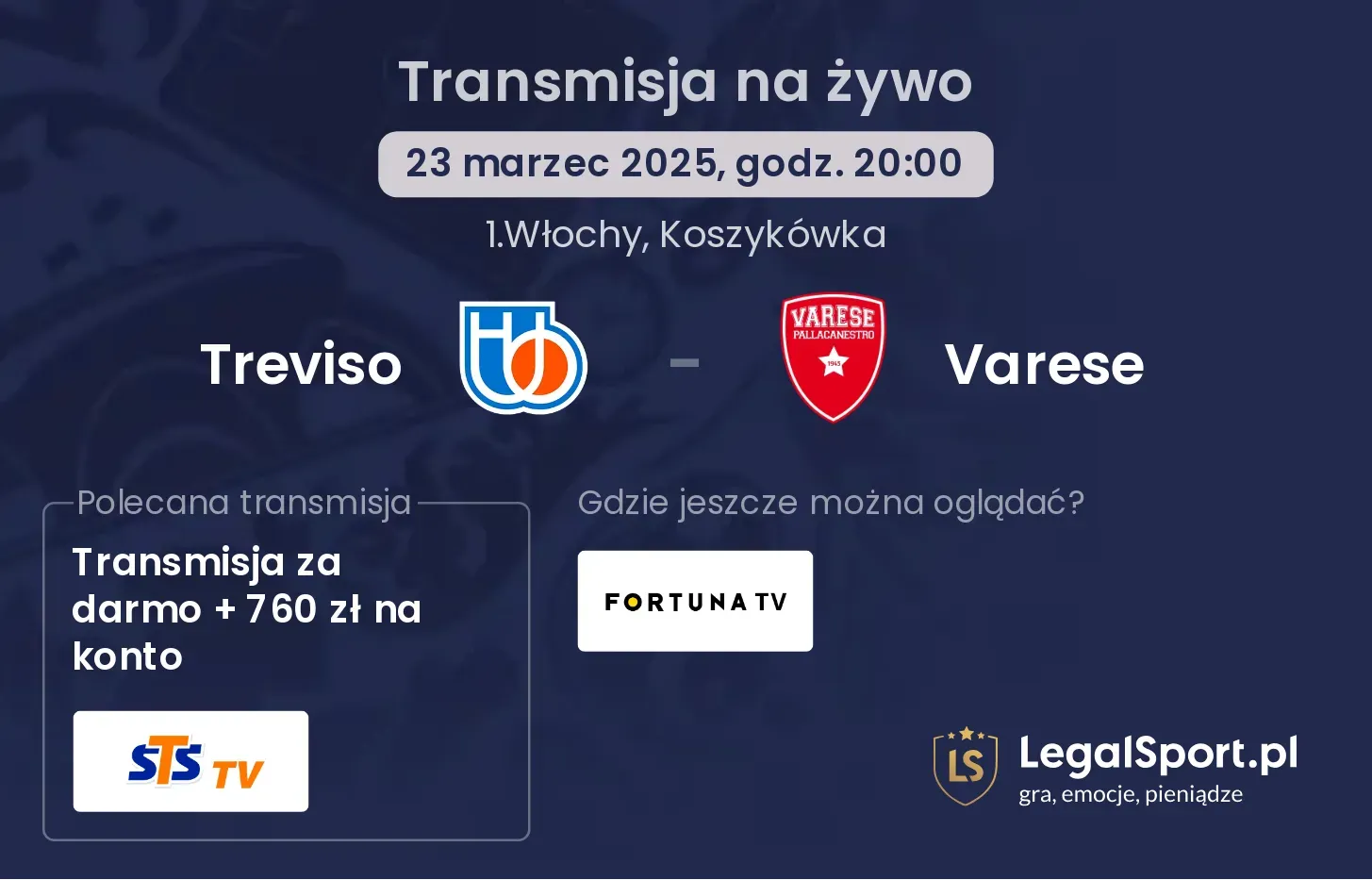Treviso - Varese gdzie oglądać transmisję?