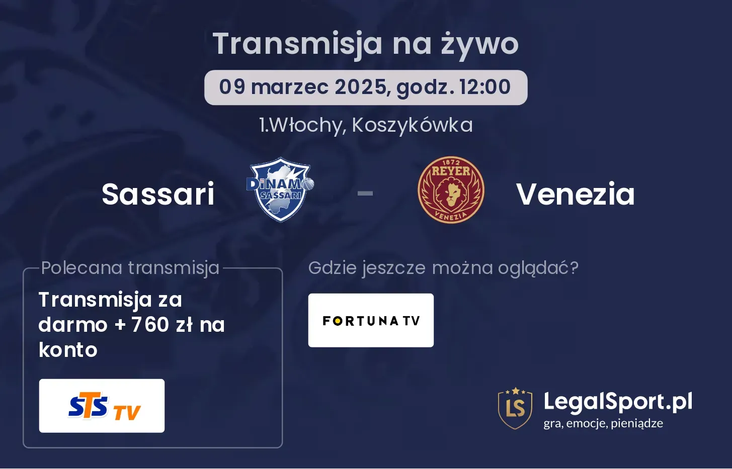 Sassari - Venezia gdzie oglądać transmisję?