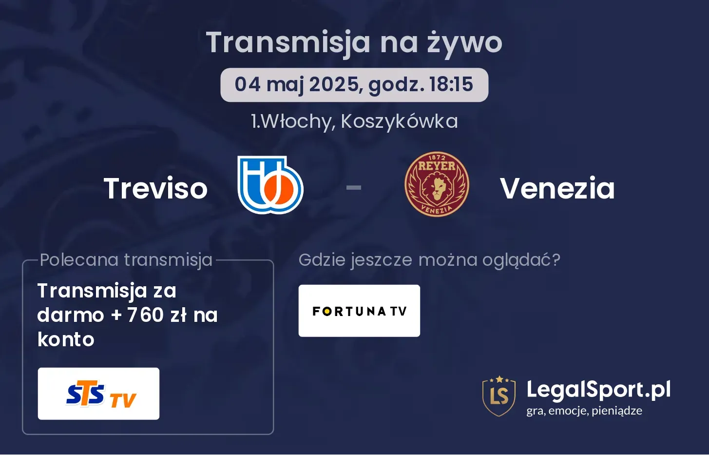 Treviso - Venezia gdzie oglądać?