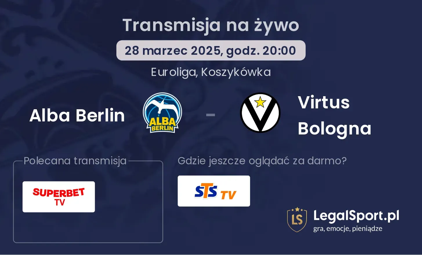 Alba Berlin - Virtus Bologna gdzie oglądać?