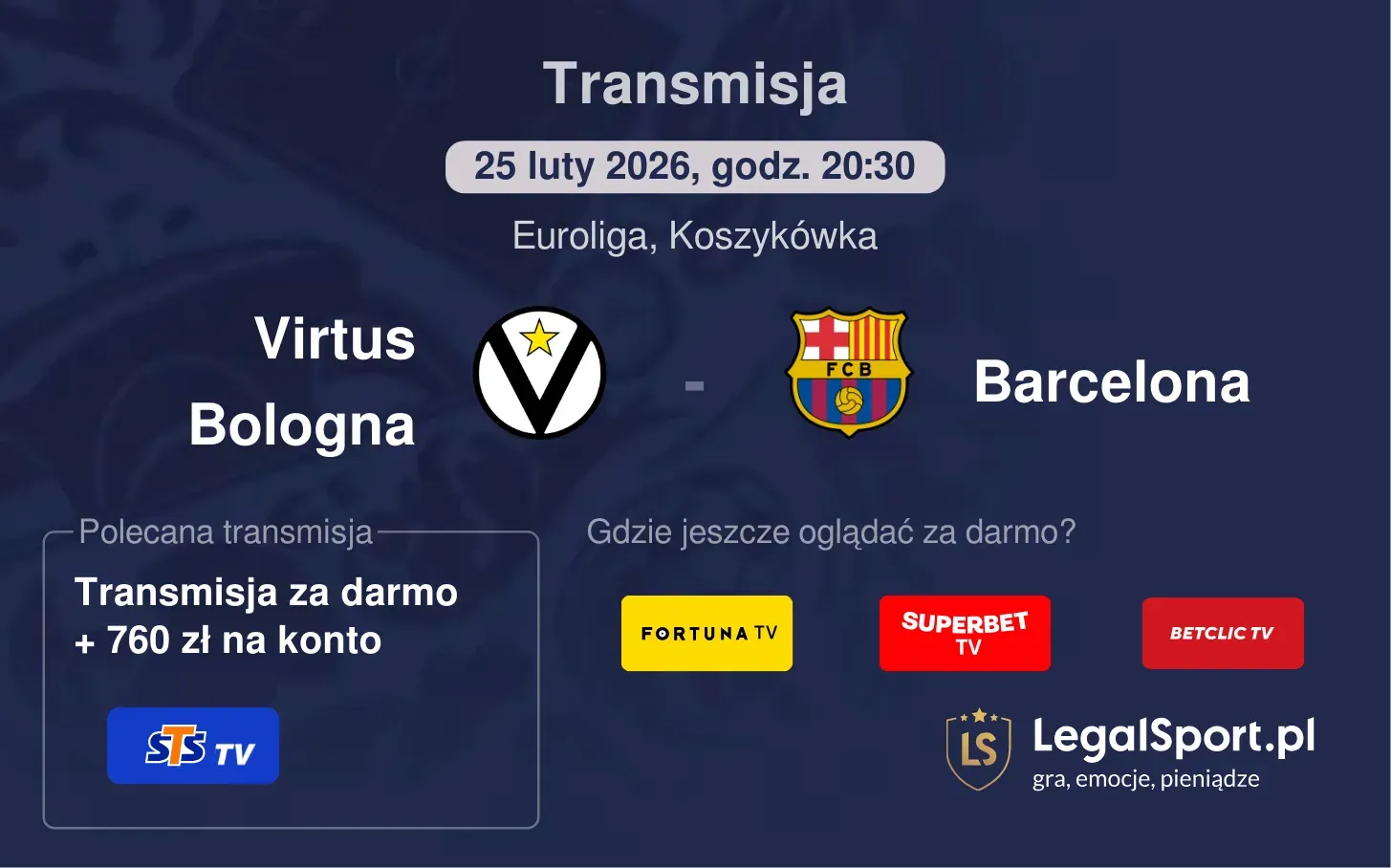 Virtus Bologna - Barcelona Transmisje