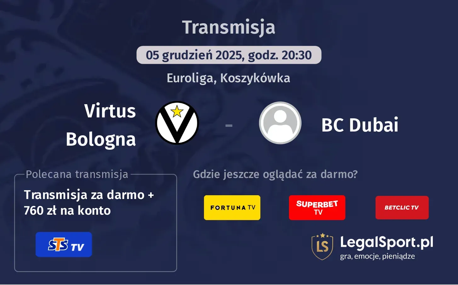 Virtus Bologna - BC Dubai Transmisje
