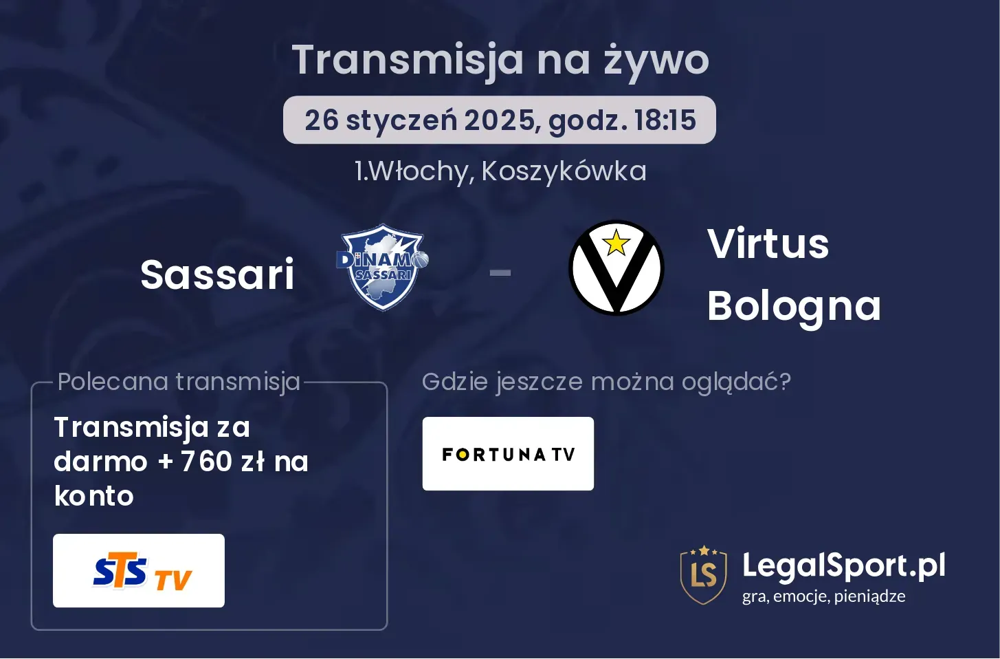 Sassari - Virtus Bologna gdzie oglądać transmisję?