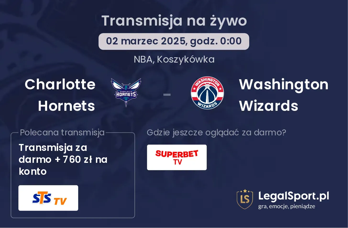 Charlotte Hornets - Washington Wizards gdzie oglądać?