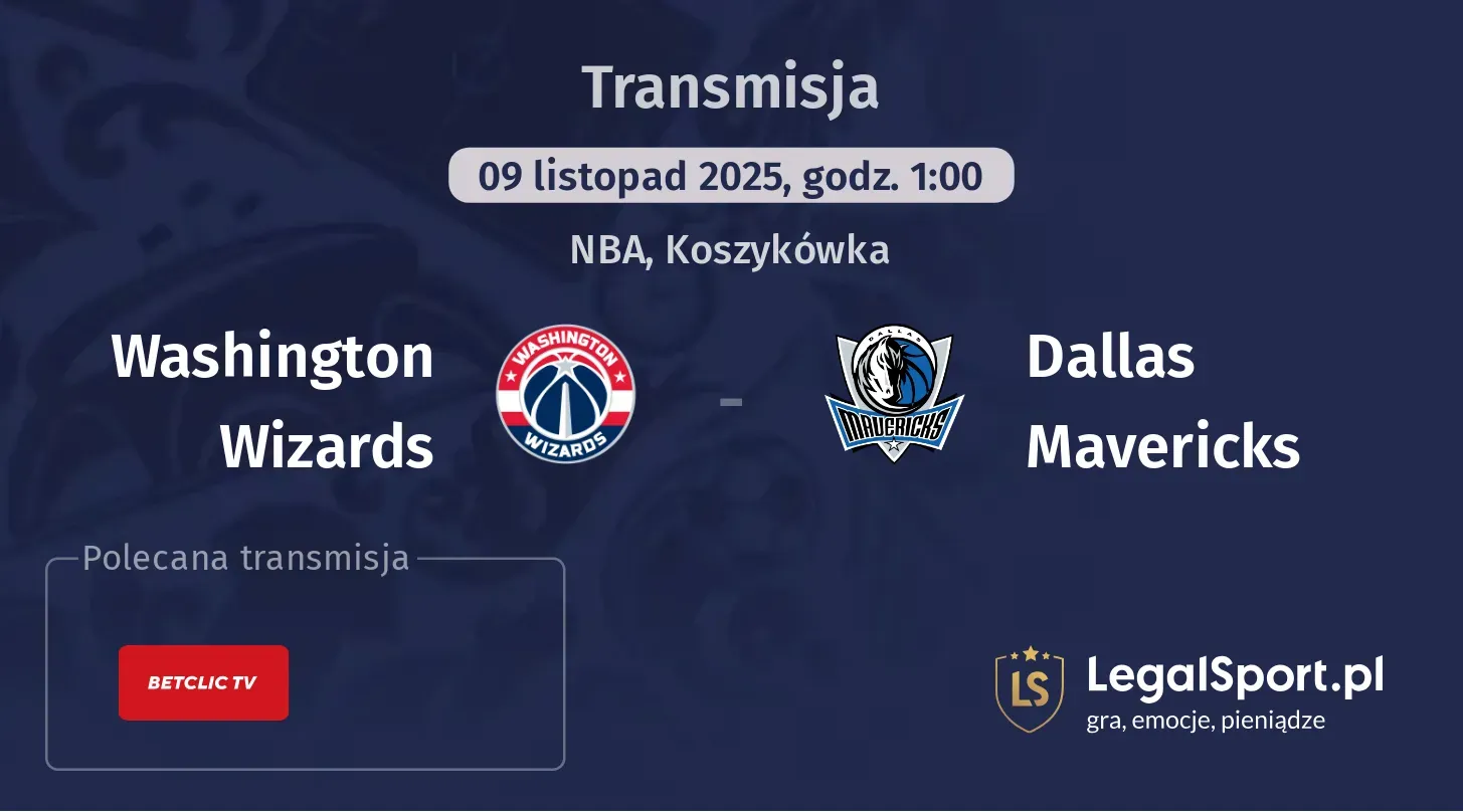 Washington Wizards - Dallas Mavericks Transmisje