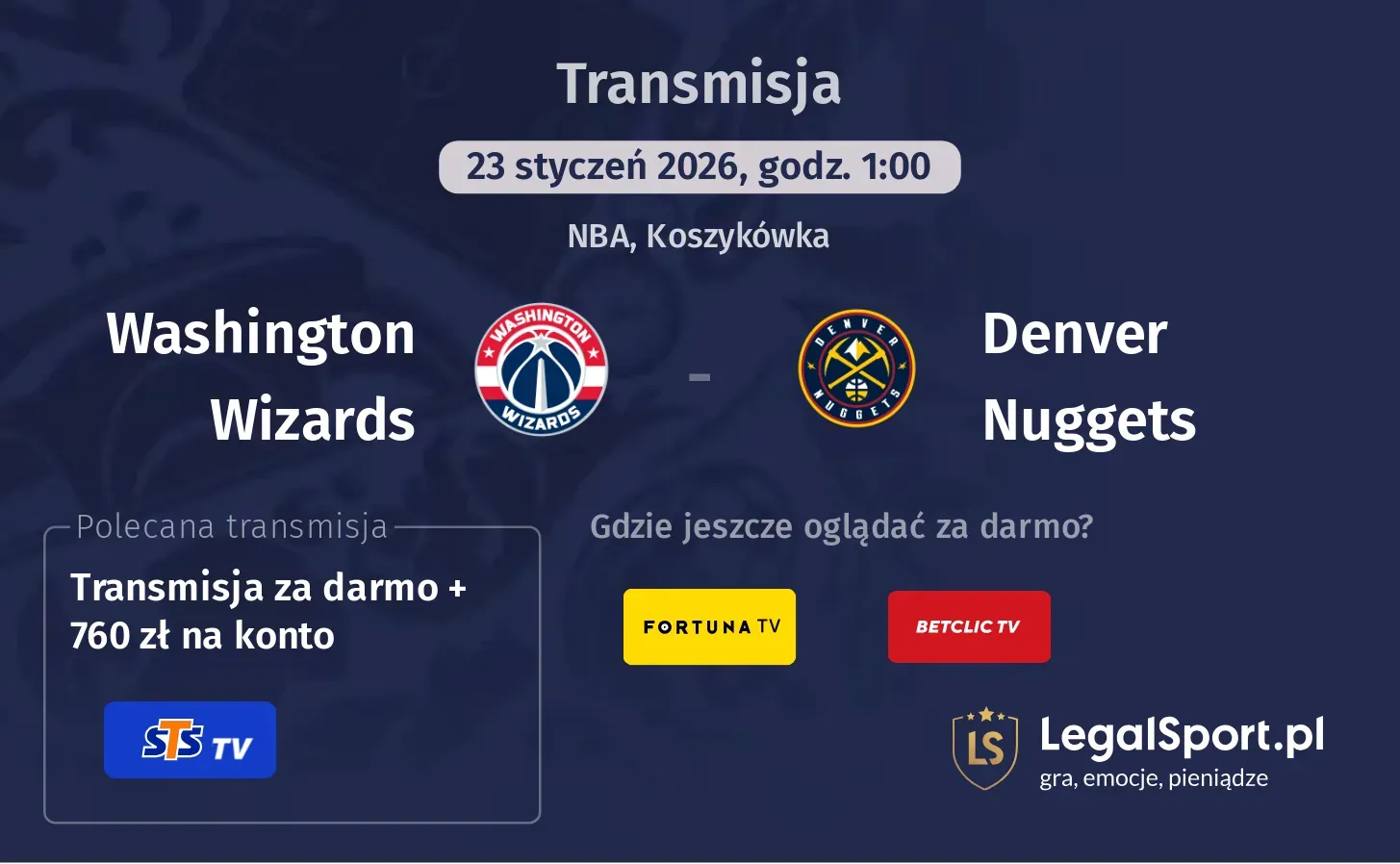 Washington Wizards - Denver Nuggets Transmisje