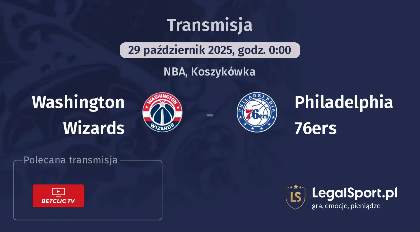 Washington Wizards - Philadelphia 76ers Transmisje