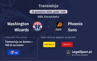 Washington Wizards - Phoenix Suns gdzie oglądać? (30.12)