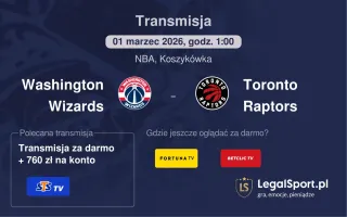 Washington Wizards - Toronto Raptors gdzie oglądać? (01.03)