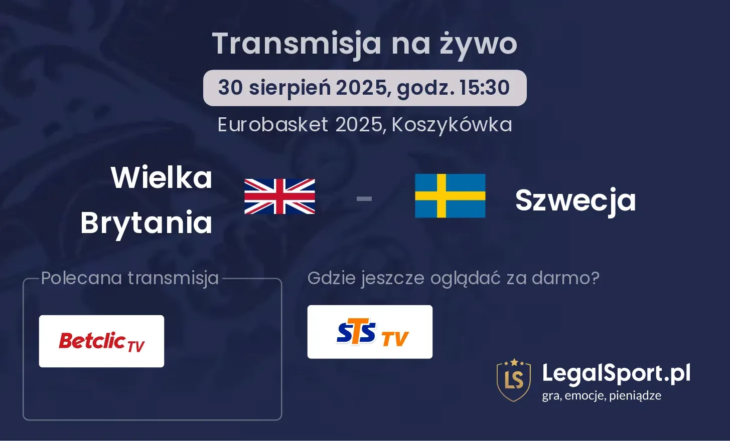 Wielka Brytania - Szwecja gdzie oglądać?
