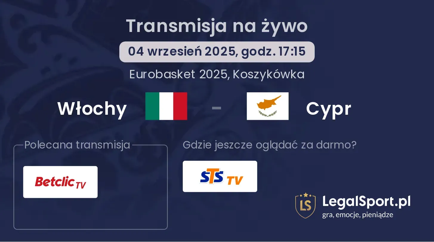 Włochy - Cypr gdzie oglądać?