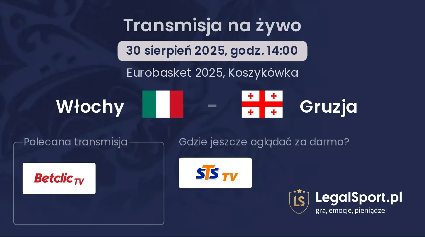 Włochy - Gruzja gdzie oglądać?