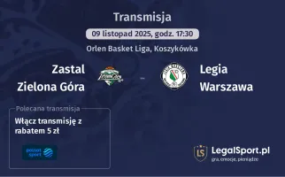 Zastal Zielona Góra - Legia Warszawa gdzie oglądać? (09.11)