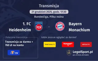 1. FC Heidenheim - Bayern Monachium gdzie oglądać? (21.12)