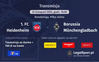 1. FC Heidenheim - Borussia Mönchengladbach gdzie oglądać? (22.11)