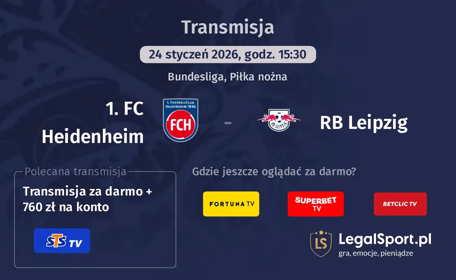 1. FC Heidenheim - RB Leipzig Transmisje