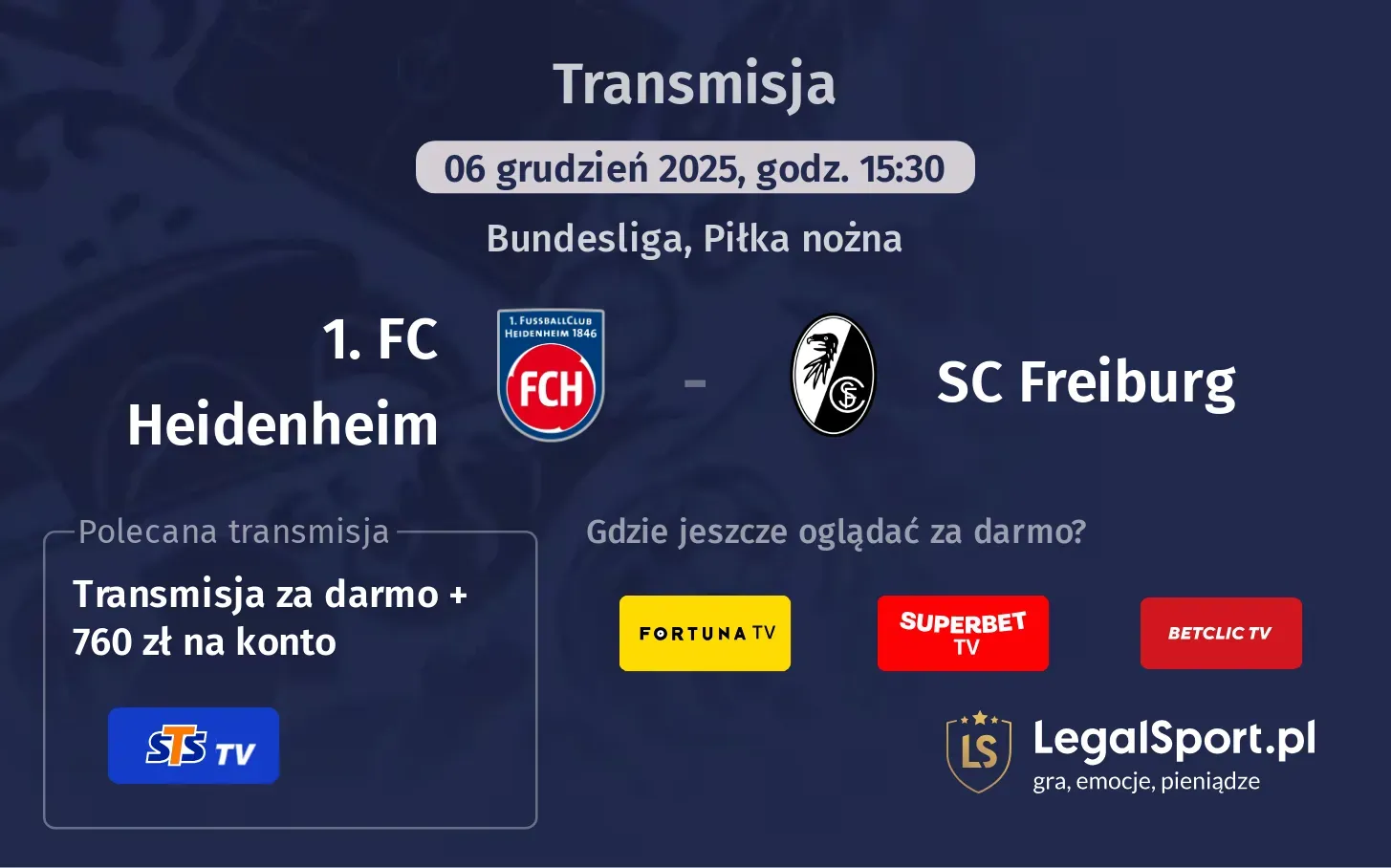 1. FC Heidenheim - SC Freiburg Transmisje
