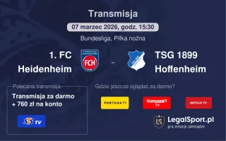 1. FC Heidenheim - TSG 1899 Hoffenheim gdzie oglądać? (07.03)