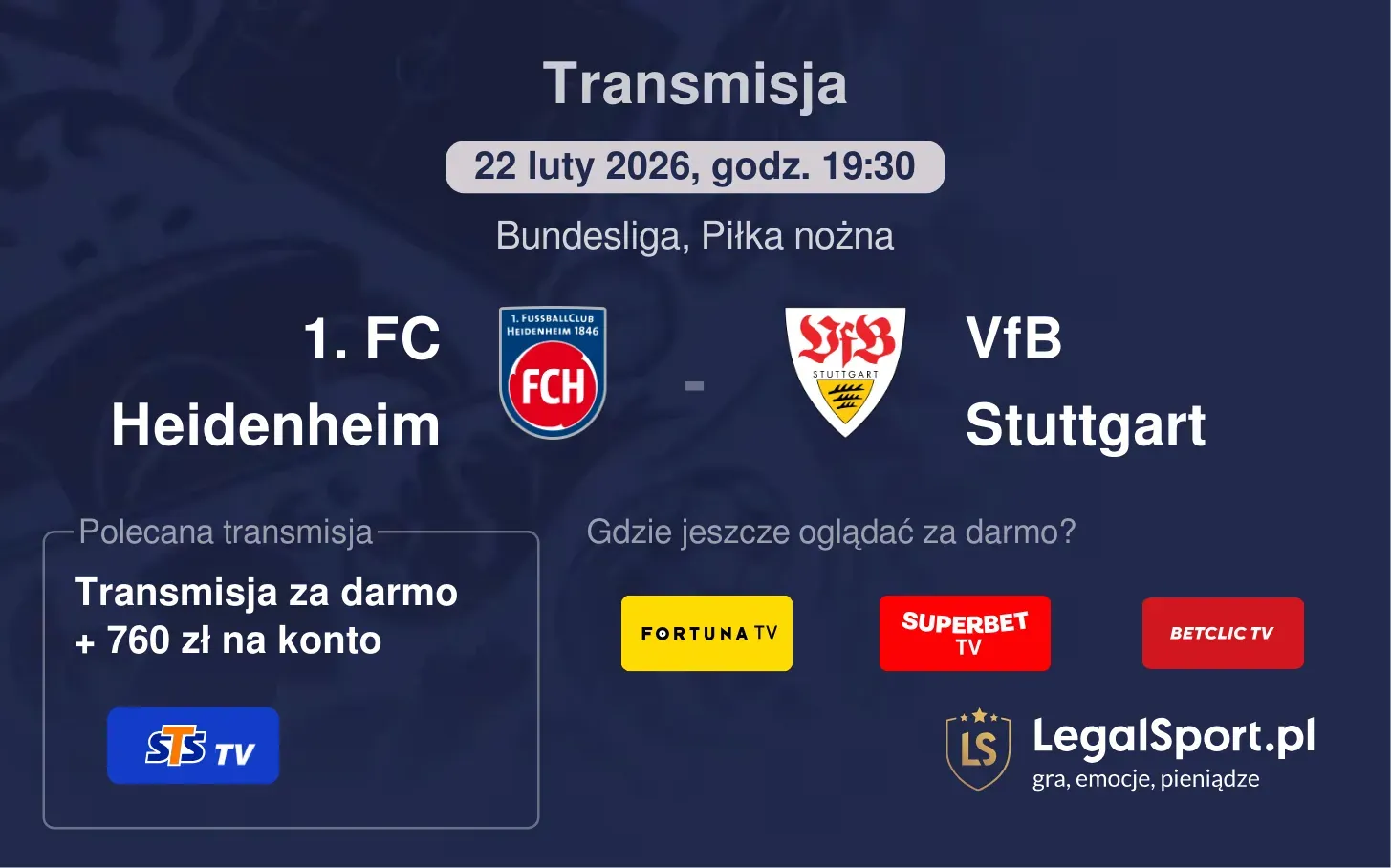 1. FC Heidenheim - VfB Stuttgart Transmisje