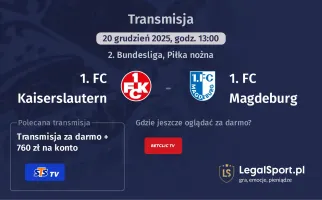 1. FC Kaiserslautern - 1. FC Magdeburg gdzie oglądać (20.12.2025)