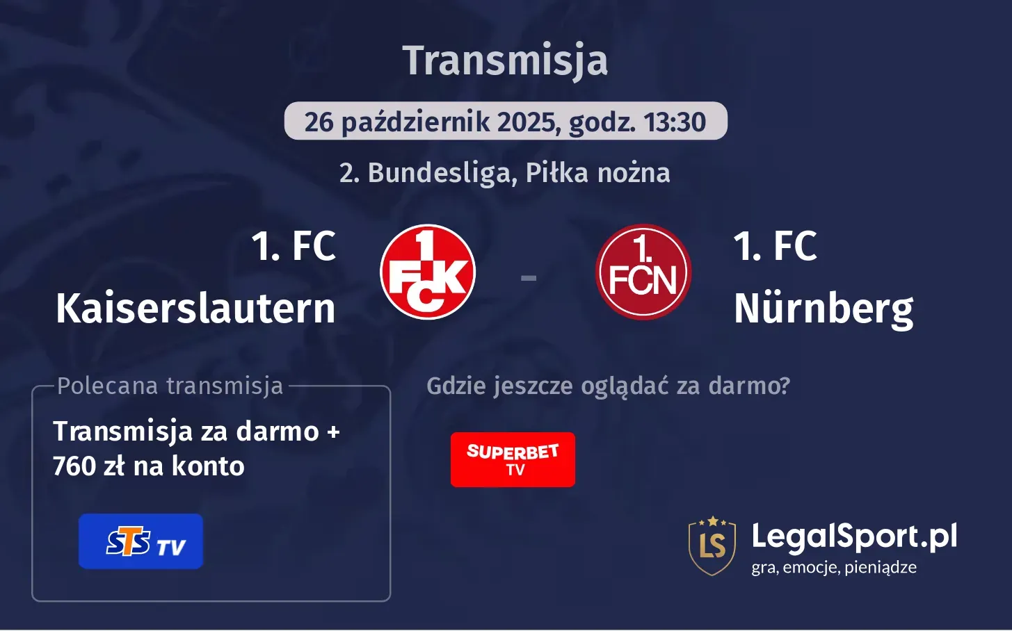 1. FC Kaiserslautern - 1. FC Nürnberg gdzie oglądać?