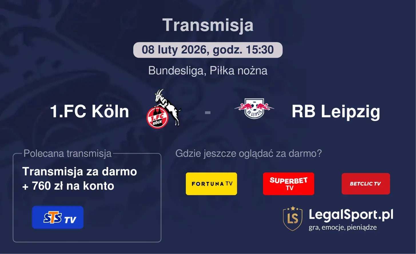 1.FC Köln - RB Leipzig Transmisje