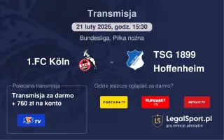 1.FC Köln - TSG 1899 Hoffenheim gdzie oglądać? (21.02)
