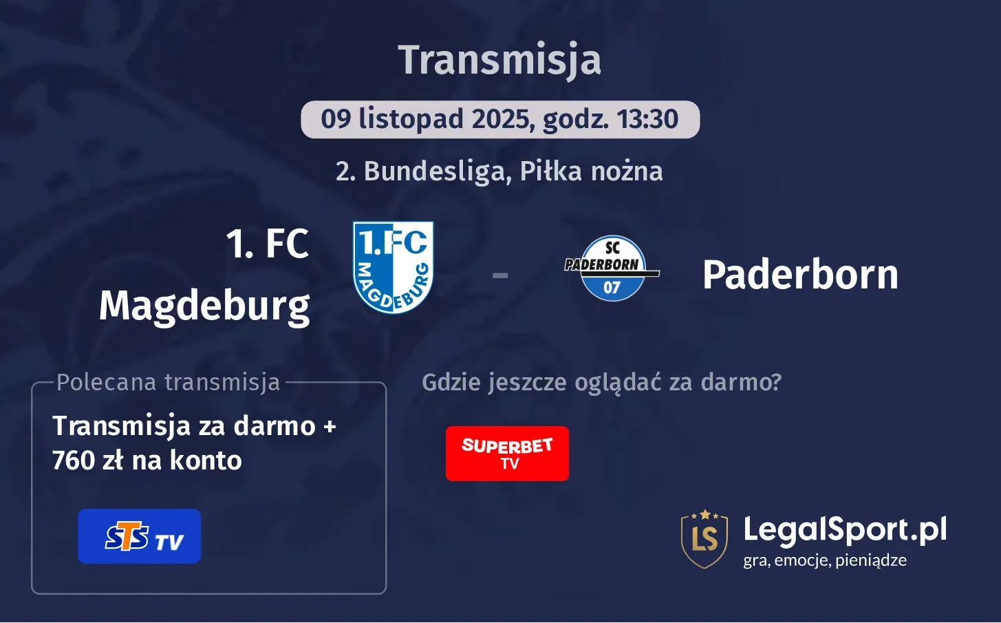 1. FC Magdeburg - Paderborn Transmisje