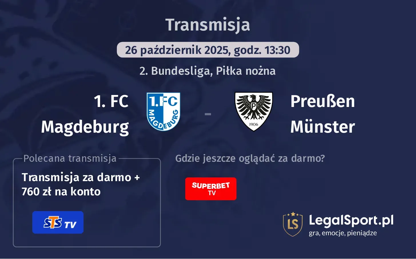 1. FC Magdeburg - Preußen Münster Transmisje