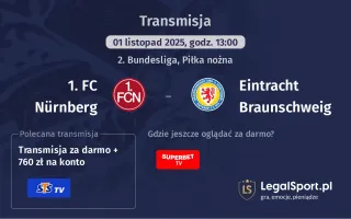 1. FC Nürnberg - Eintracht Braunschweig gdzie oglądać? (01.11)