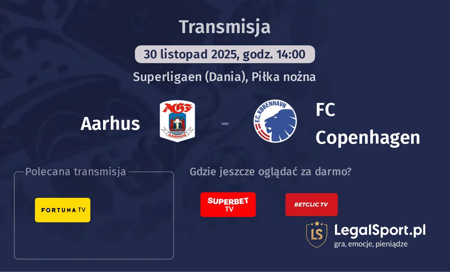 Aarhus - FC Copenhagen Transmisje
