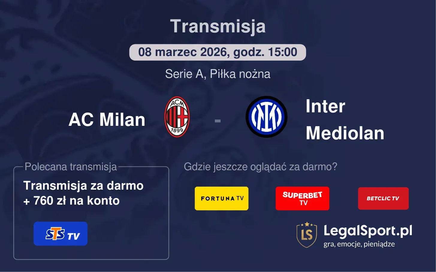 AC Milan - Inter Mediolan Transmisje