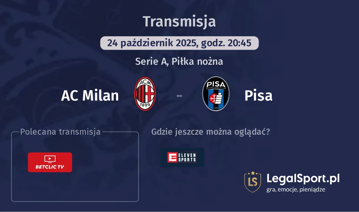 AC Milan - Pisa Transmisje