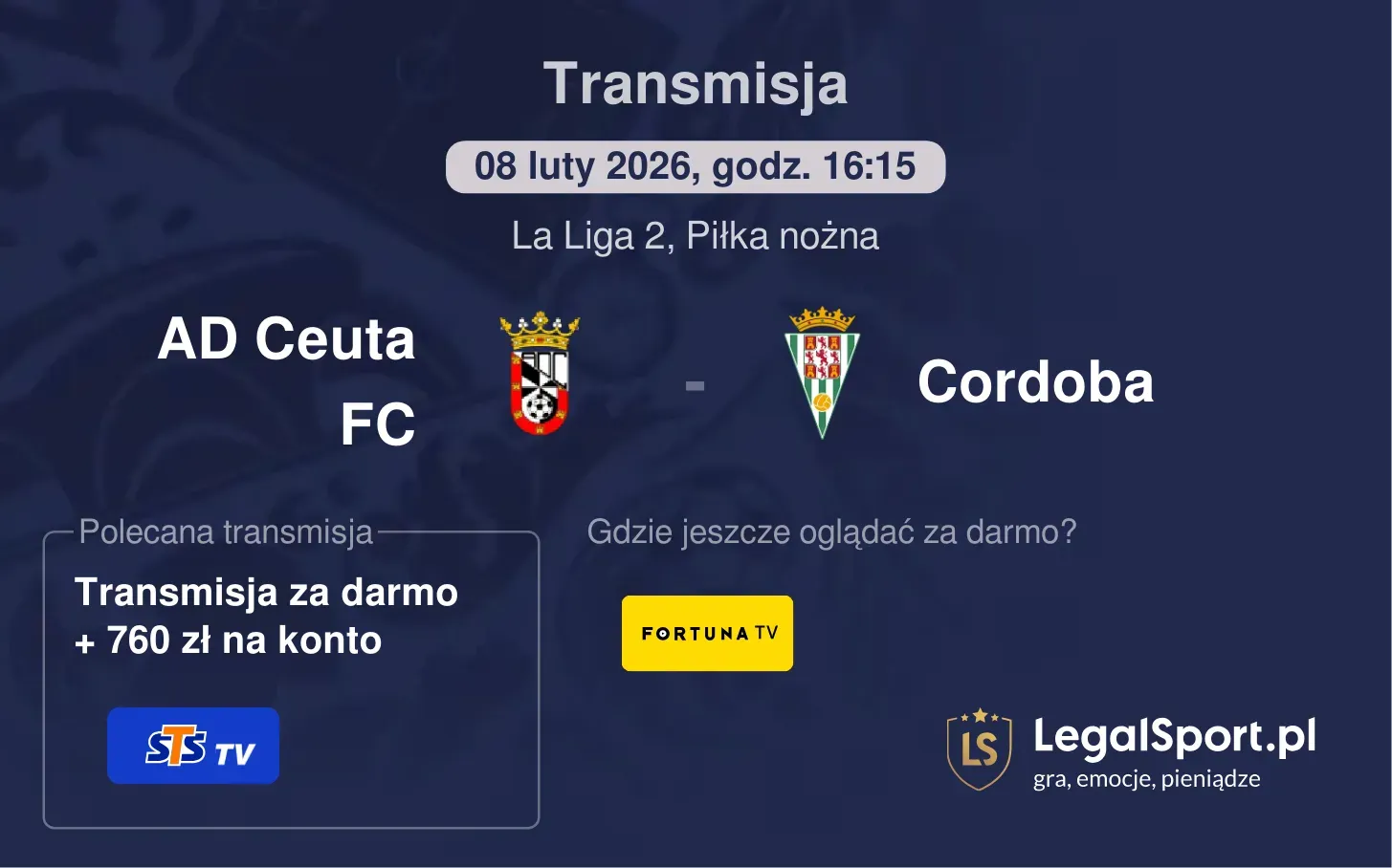AD Ceuta FC - Cordoba Transmisje
