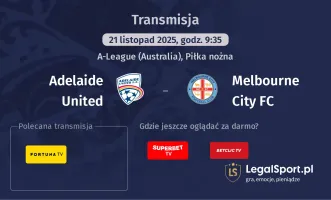 Adelaide United - Melbourne City FC gdzie oglądać? (21.11)