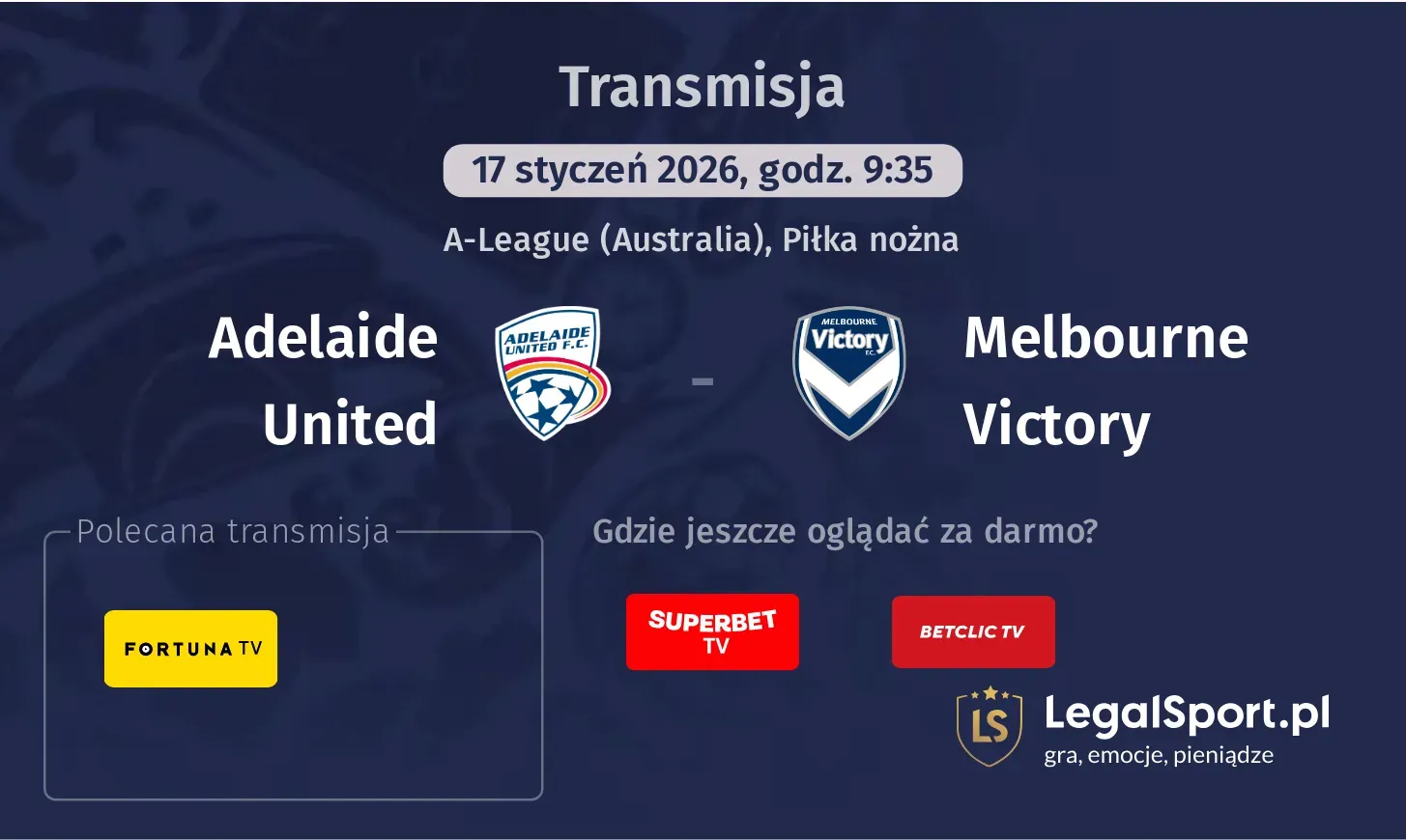 Adelaide United - Melbourne Victory Transmisje