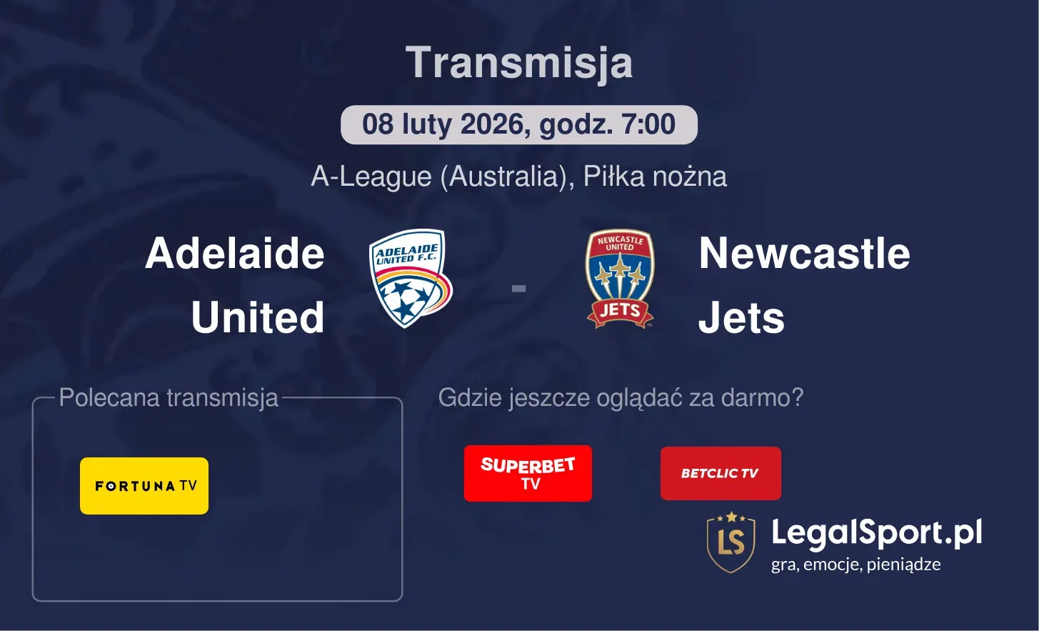Adelaide United - Newcastle Jets Transmisje