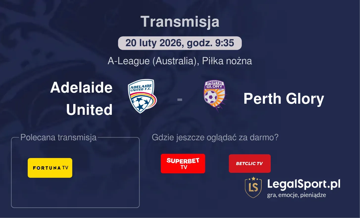 Adelaide United - Perth Glory Transmisje