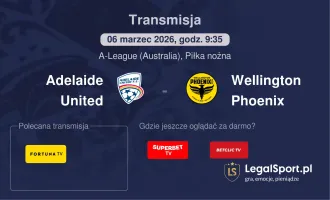 Adelaide United - Wellington Phoenix gdzie oglądać? (06.03)